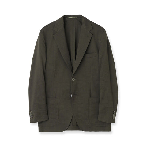 【Renewal】Seersucker Tailored Jacket Color: Olive
