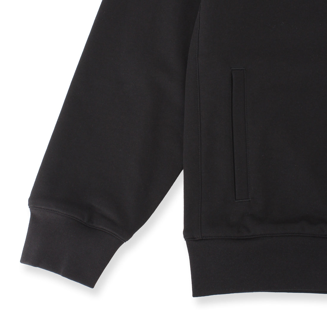 Smooth Terry Stand Collar Zip Up  Color: Black