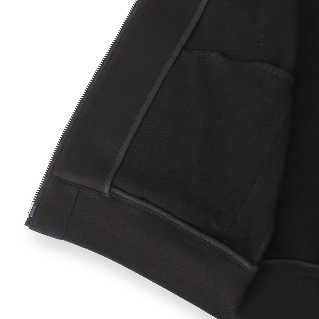 Smooth Terry Stand Collar Zip Up  Color: Black