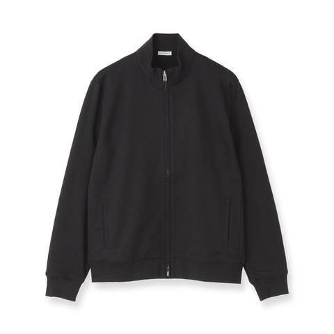 Smooth Terry Stand Collar Zip Up  Color: Black