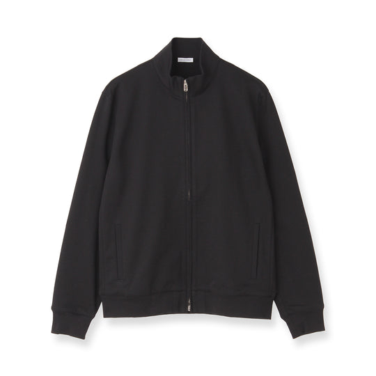 Smooth Terry Stand Collar Zip Up  Color: Black
