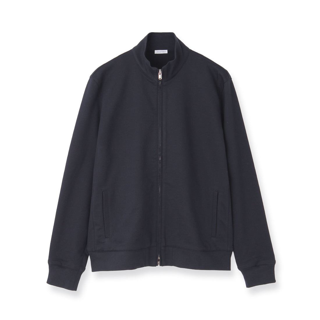 Smooth Terry Stand Collar Zip Up  Color: Navy
