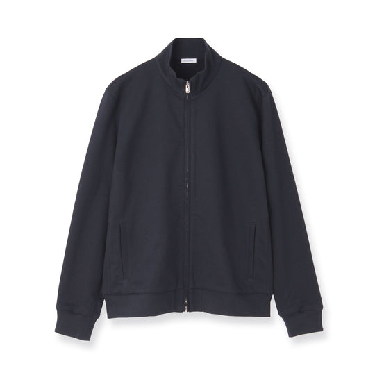 Smooth Terry Stand Collar Zip Up  Color: Navy