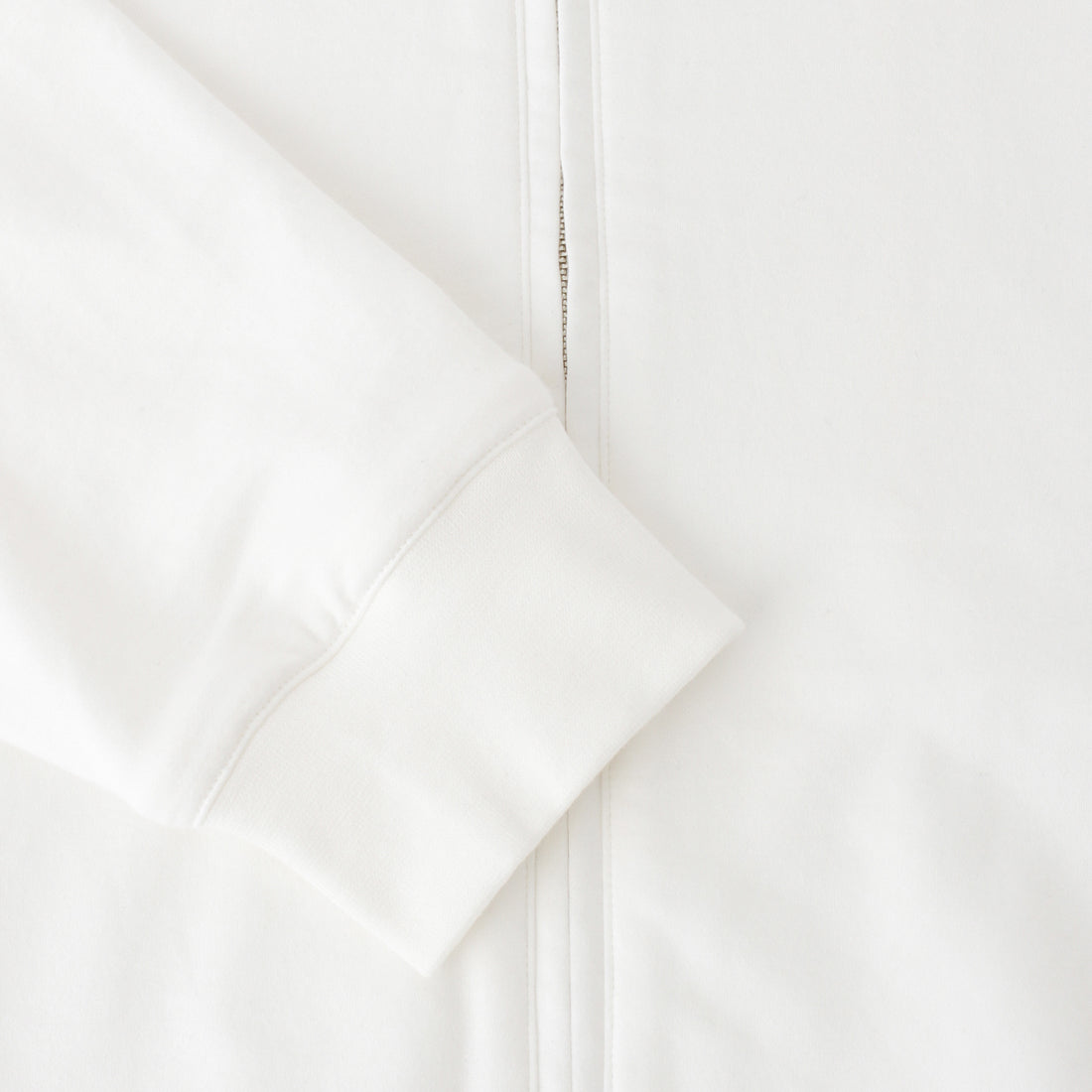 Smooth Terry Stand Collar Zip Up Color: Off White