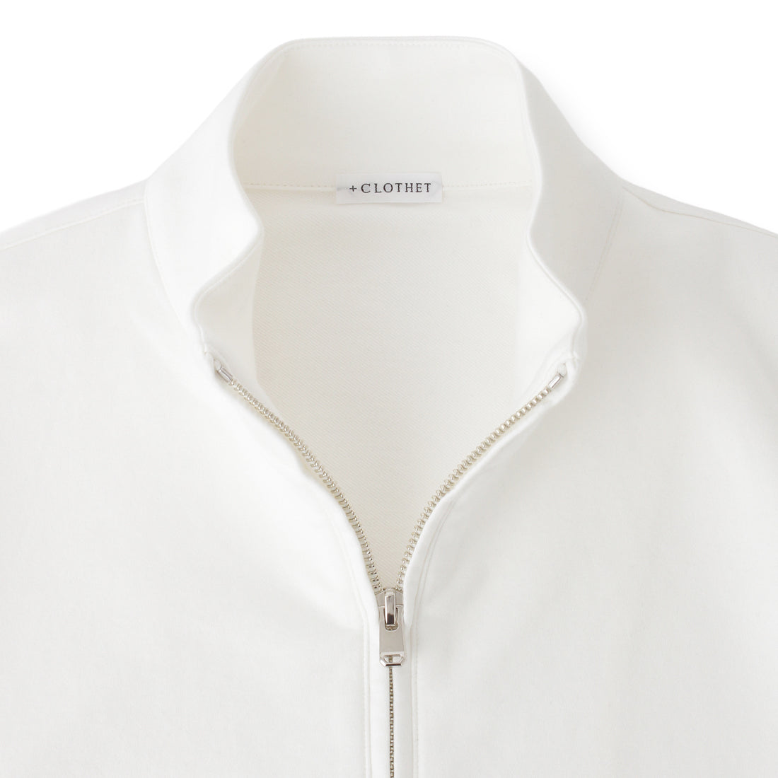 Smooth Terry Stand Collar Zip Up Color: Off White