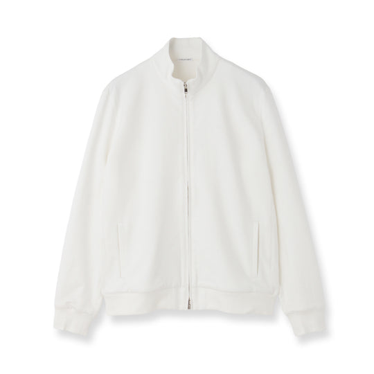 Smooth Terry Stand Collar Zip Up Color: Off White