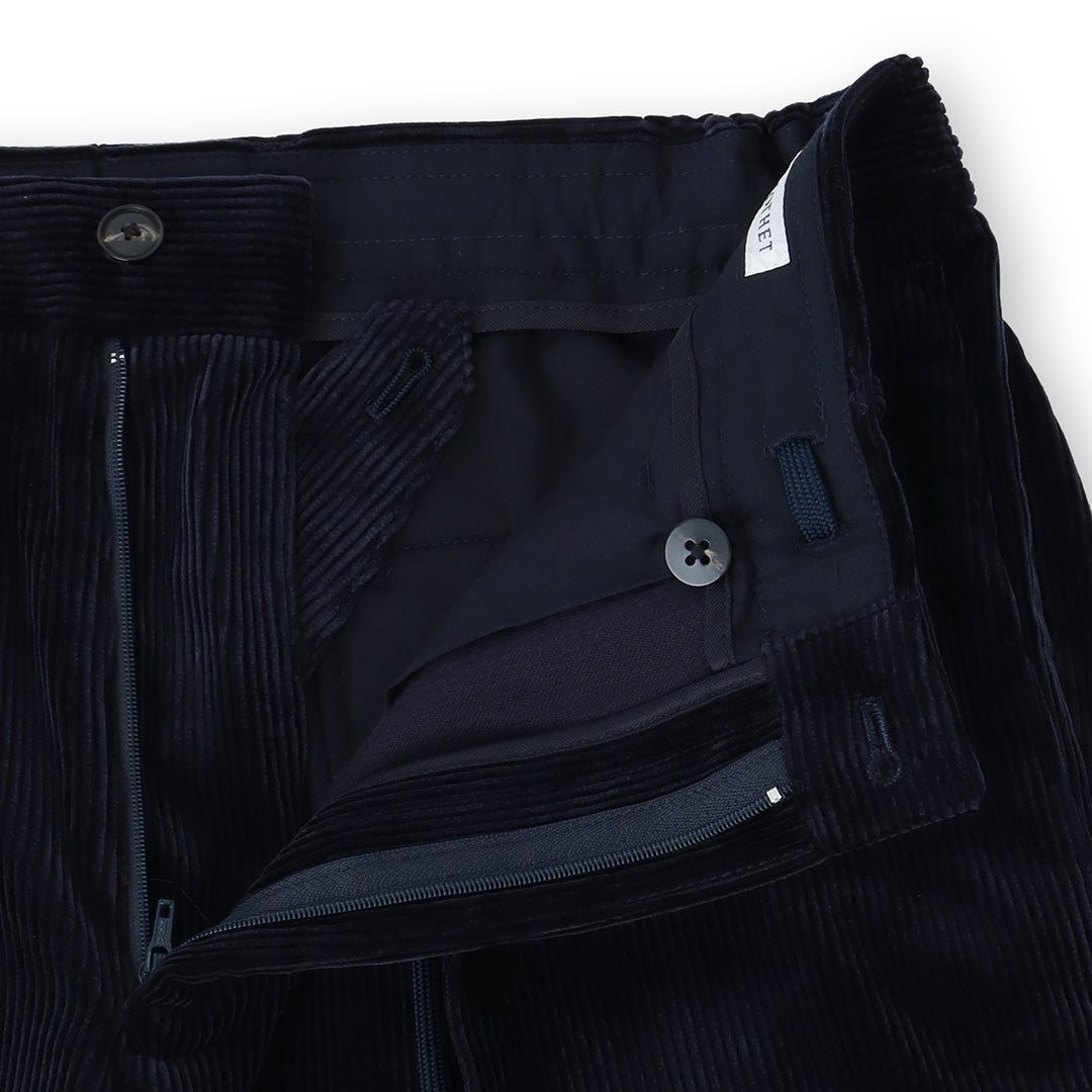 SUVIN PLATINUM Corduroy Easy Trousers Color: Navy