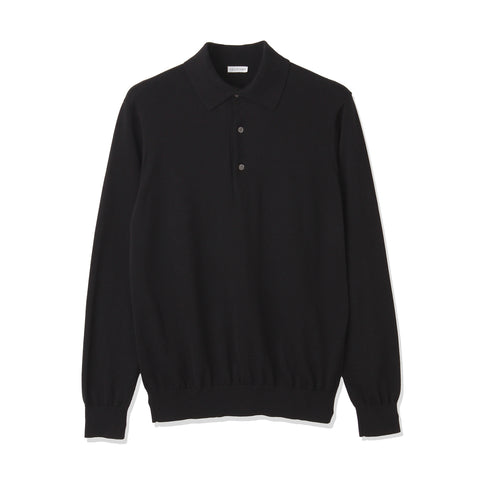 Long Sleeve Knit Polo-shirt Color: Black