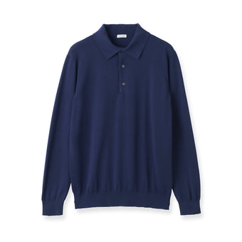 Long Sleeve Knit Polo-shirt Color: Deep Blue