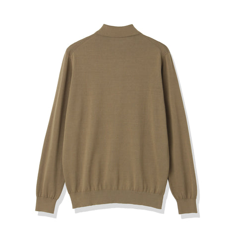 Long Sleeve Knit Polo-shirt Color: Fawn