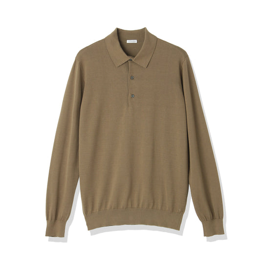 Long Sleeve Knit Polo-shirt Color: Fawn