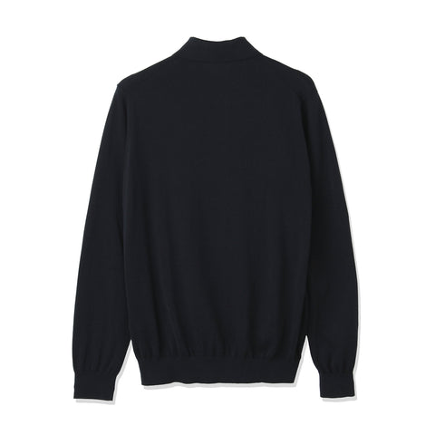 Long Sleeve Knit Polo-shirt Color: Navy