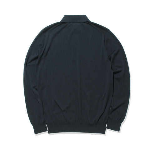 Long Sleeve Knit Polo-shirt Color: Navy