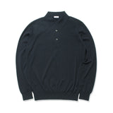 Long Sleeve Knit Polo-shirt Color: Navy