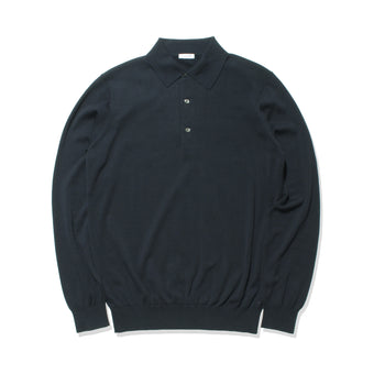 Long Sleeve Knit Polo-shirt Color: Navy