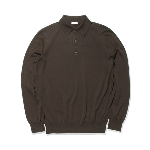 Long Sleeve Knit Polo-shirt Color: Oak