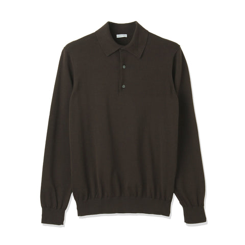 Long Sleeve Knit Polo-shirt Color: Oak