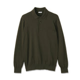 Long Sleeve Knit Polo-shirt Color: Olive