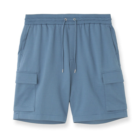 Smooth Terry Cargo Short Pants Color: Graphite Blue
