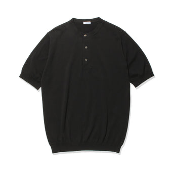 Henley Neck Knit T-shirt  Color: Black