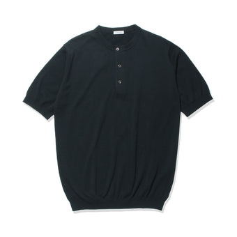 Henley Neck Knit T-shirt Color: Navy