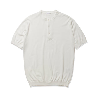 Henley Neck Knit T-shirt  Color: White