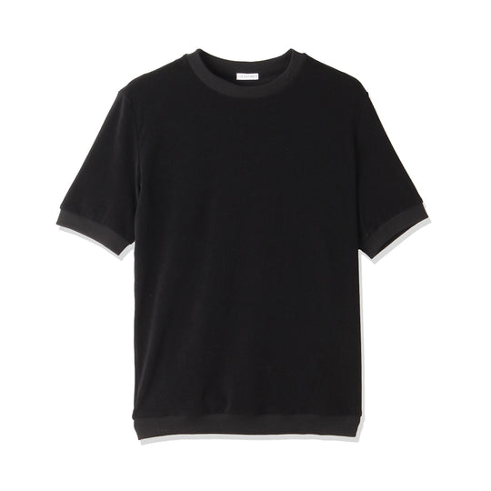 Micro Pile Tailored Ribbed Hem T-shirt Color: Black