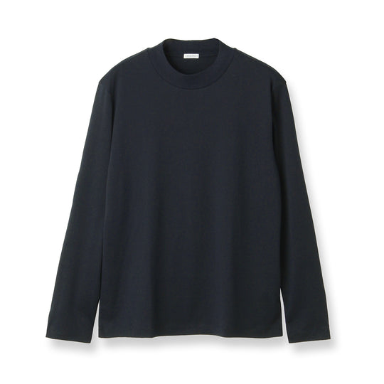 Tailored Mock Neck Long Sleeve T-shirt Color: Navy
