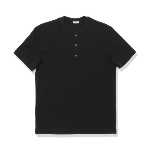 スビンプラチナムスムースヘンリーネックTシャツブラックの商品画像