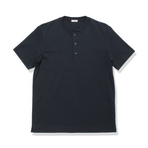 スビンプラチナムスムースヘンリーネックTシャツネイビーの商品画像
