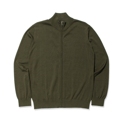 SUVIN PLATINUM Zip Up Knit Color: Olive