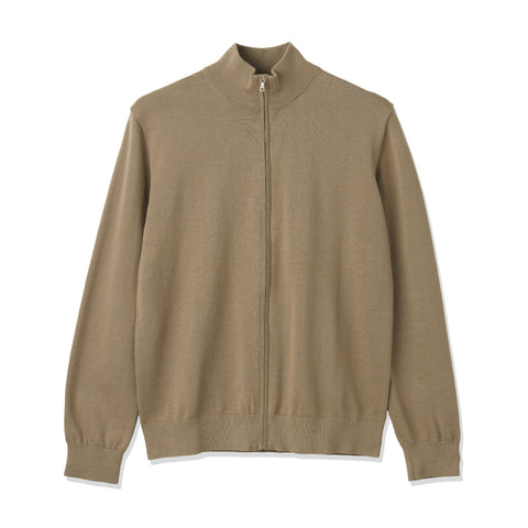 SUVIN PLATINUM Zip Up Knit Color: Mocha