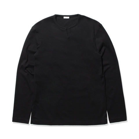 【Renewal】Tailored Key Neck Long Sleeve T-shirt Color: Black