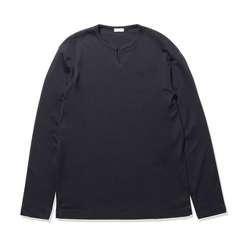 【Renewal】Tailored Key Neck Long Sleeve T-shirt Color: Navy