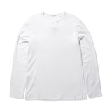 【Renewal】Tailored Key Neck Long Sleeve T-shirt Color: White