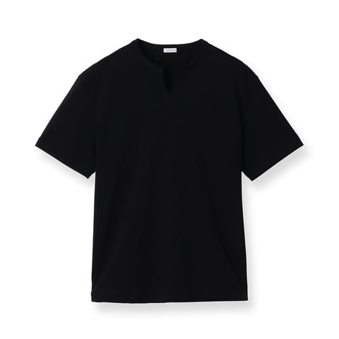 【Renewal】Tailored Key neck T-shirt Color: Black