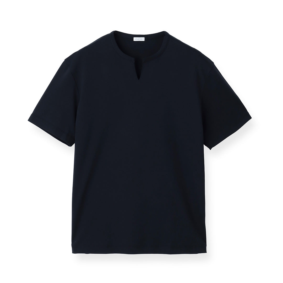 【Renewal】Tailored Key neck T-shirt Color: Navy