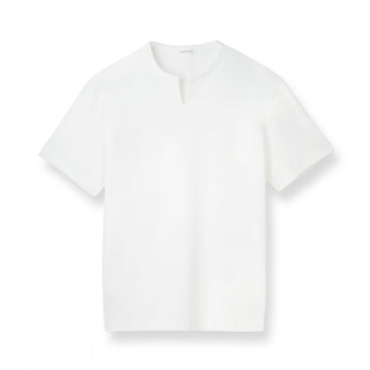 【Renewal】Tailored Key Neck T-shirt Color: White