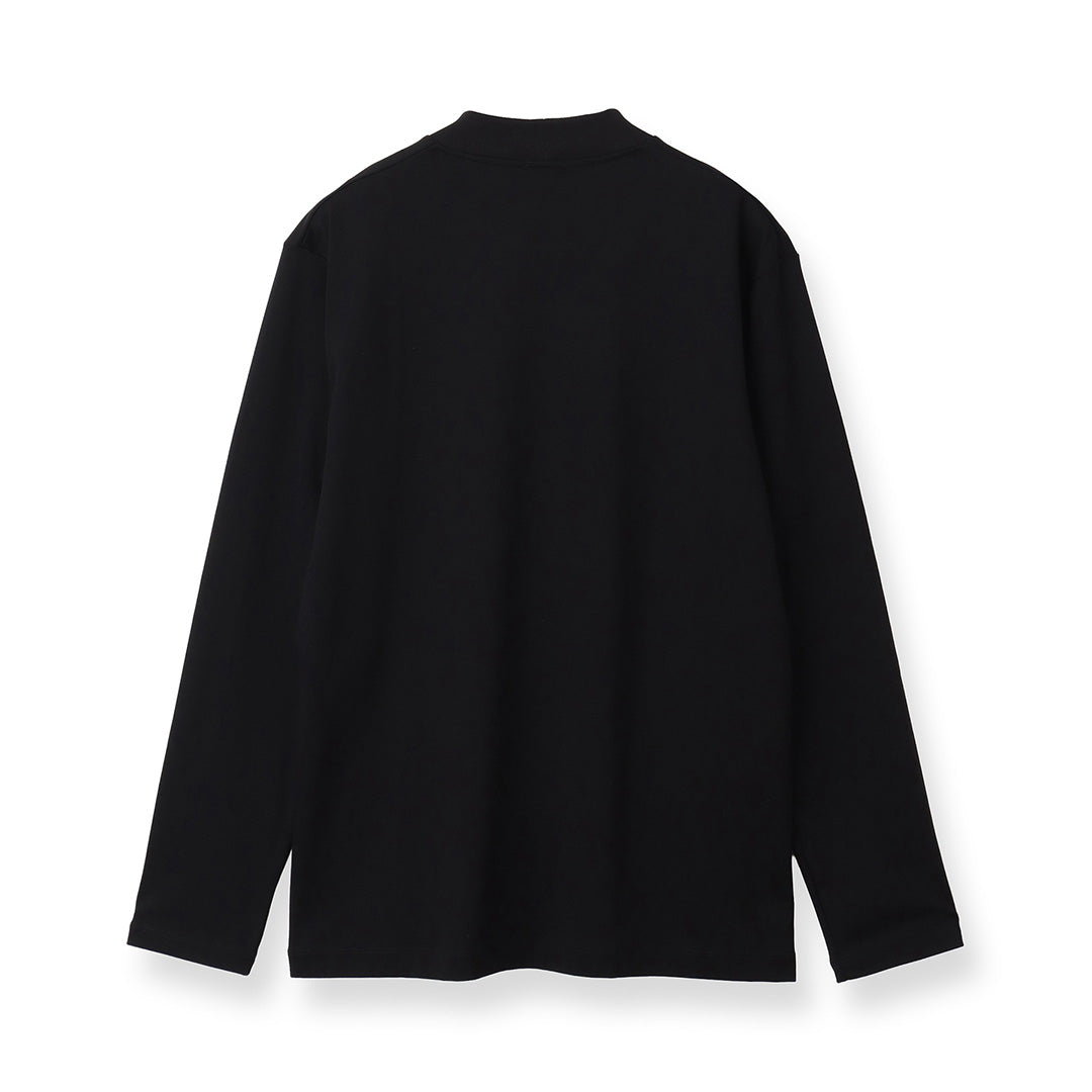 【Renewal】 Tailored Mock Neck Long Sleeve T-shirt Color: Black