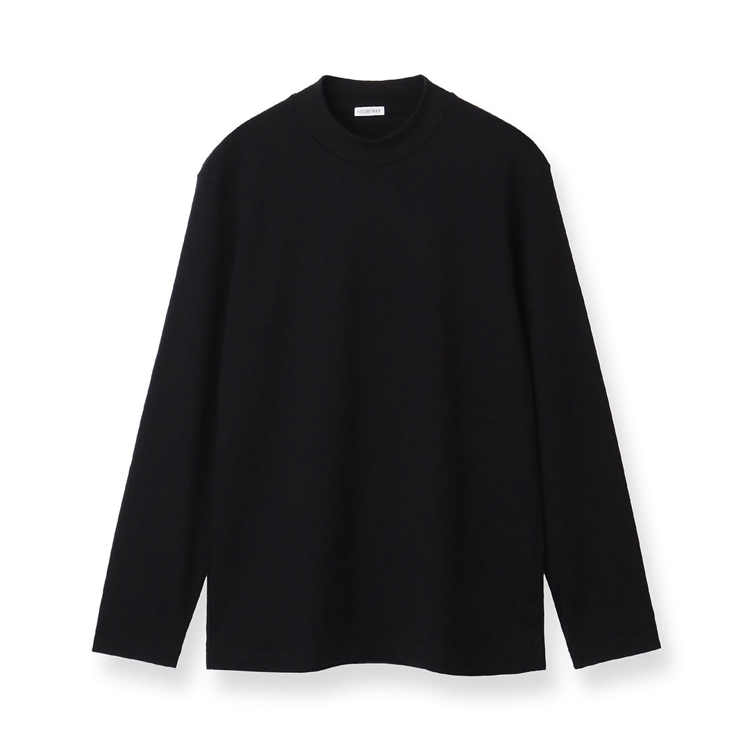 【Renewal】 Tailored Mock Neck Long Sleeve T-shirt Color: Black