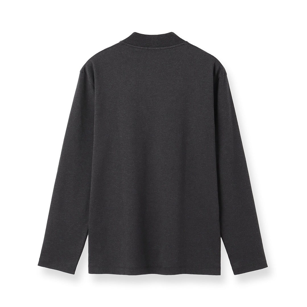 【Renewal】 Tailored Mock Neck Long Sleeve T-shirt Color: Charcoal