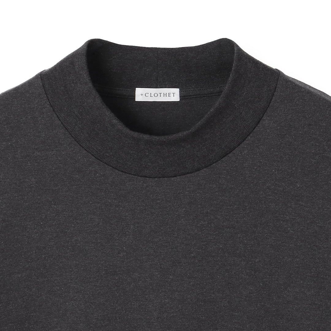 【Renewal】 Tailored Mock Neck Long Sleeve T-shirt Color: Charcoal