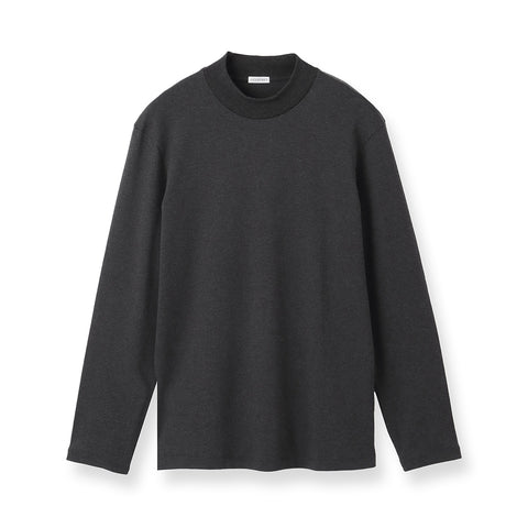 【Renewal】 Tailored Mock Neck Long Sleeve T-shirt Color: Charcoal