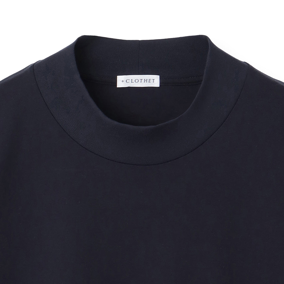 【Renewal】 Tailored Mock Neck Long Sleeve T-shirt Color: Navy