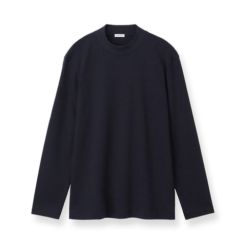 【Renewal】 Tailored Mock Neck Long Sleeve T-shirt Color: Navy