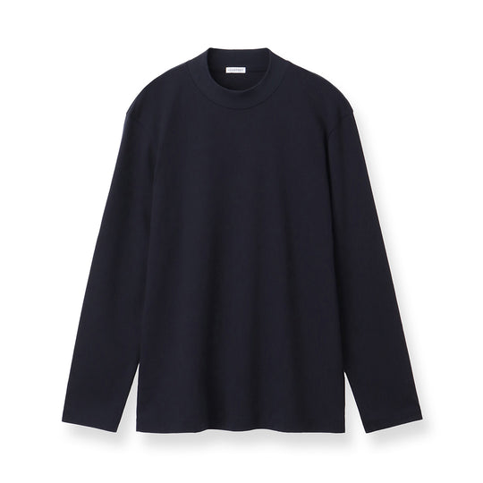 【Renewal】 Tailored Mock Neck Long Sleeve T-shirt Color: Navy
