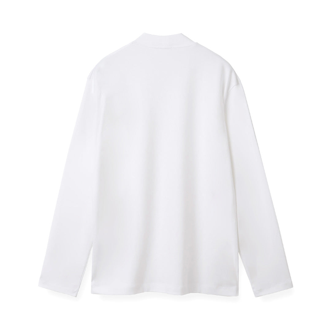 【Renewal】 Tailored Mock Neck Long Sleeve T-shirt Color: White