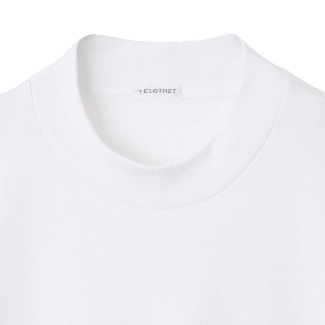 【Renewal】 Tailored Mock Neck Long Sleeve T-shirt Color: White