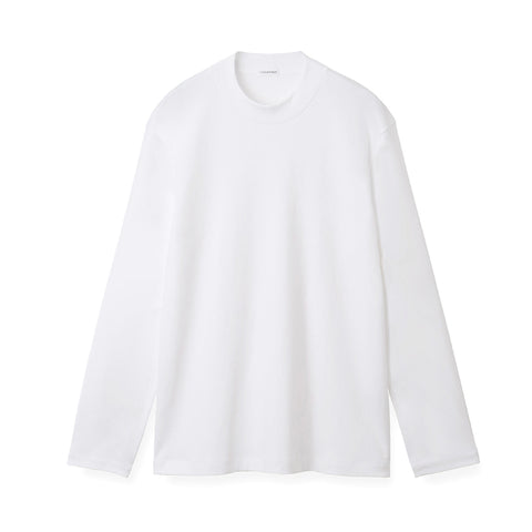 【Renewal】 Tailored Mock Neck Long Sleeve T-shirt Color: White