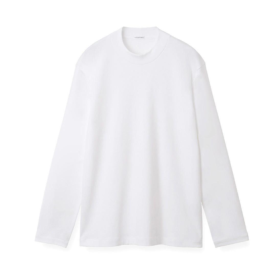 【Renewal】 Tailored Mock Neck Long Sleeve T-shirt Color: White